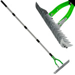 Woodside Heavy Duty Lawn Thatching Rake | Adjustable 19 Blade Moss & Thatch Removal Rake