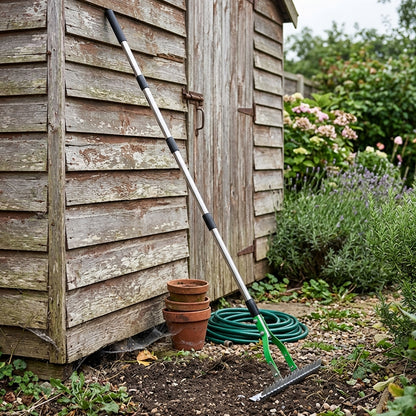 Woodside Heavy Duty Lawn Thatching Rake | Adjustable 19 Blade Moss & Thatch Removal Rake