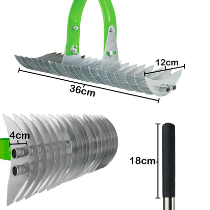 Woodside Heavy Duty Lawn Thatching Rake | Adjustable 19 Blade Moss & Thatch Removal Rake
