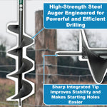 Woodside Heavy Duty Manual Post Hole Digger Fence Post Auger | Steel Ground Drill with Comfortable Rubber Handles