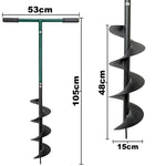 Woodside Heavy Duty Manual Post Hole Digger Fence Post Auger | Steel Ground Drill with Comfortable Rubber Handles