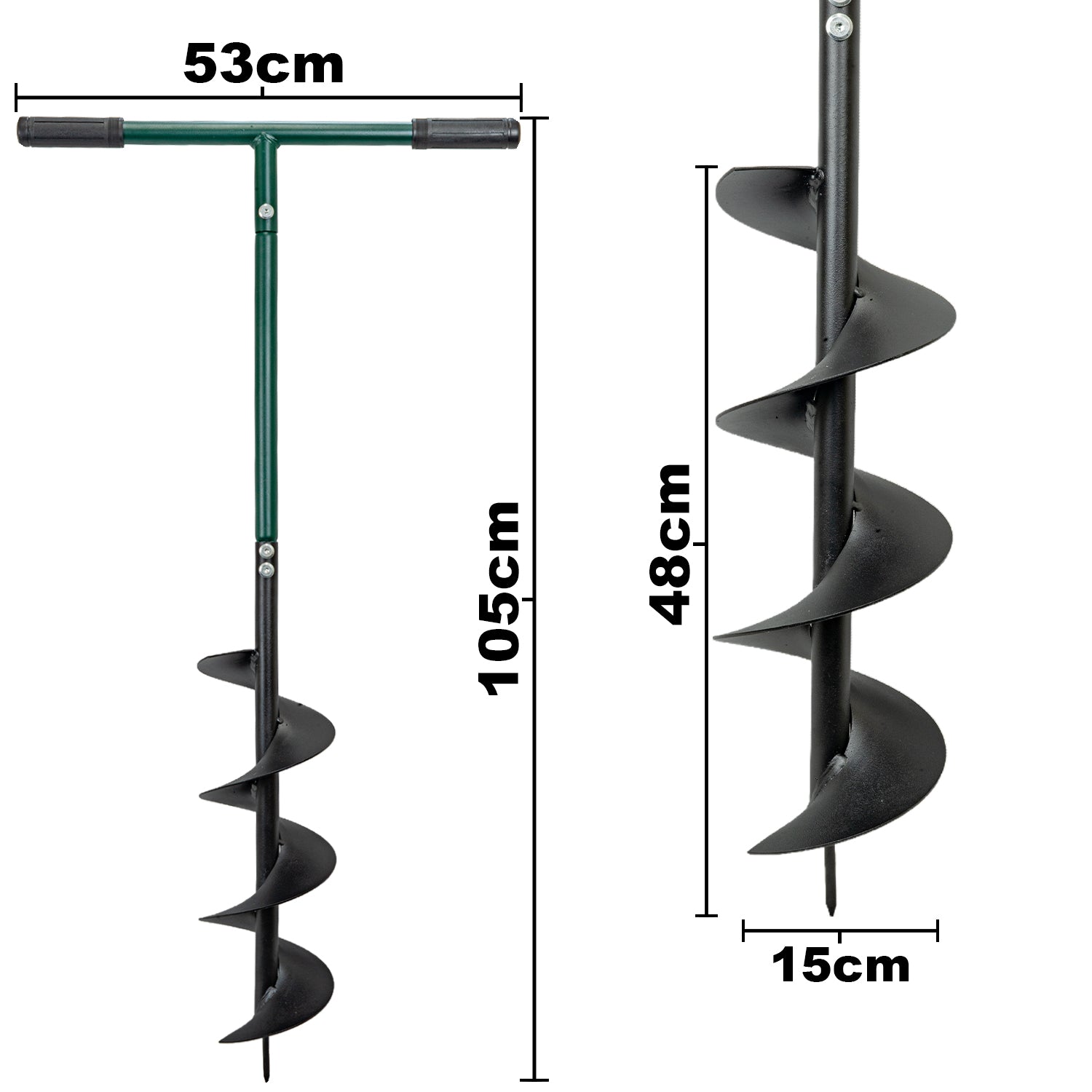 Woodside Heavy Duty Manual Post Hole Digger Fence Post Auger | Steel Ground Drill with Comfortable Rubber Handles