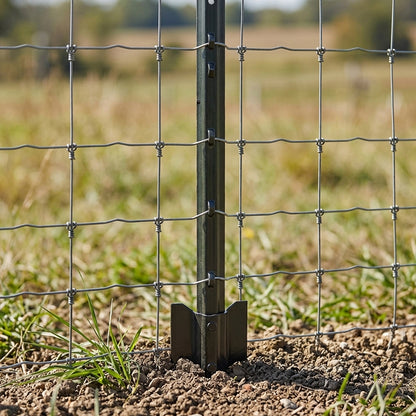 Woodside 30 Pack 3ft Metal Fence Posts | Heavy Duty Black Steel Fence Stakes with Hooks