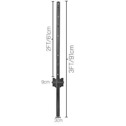 Woodside 30 Pack 3ft Metal Fence Posts | Heavy Duty Black Steel Fence Stakes with Hooks