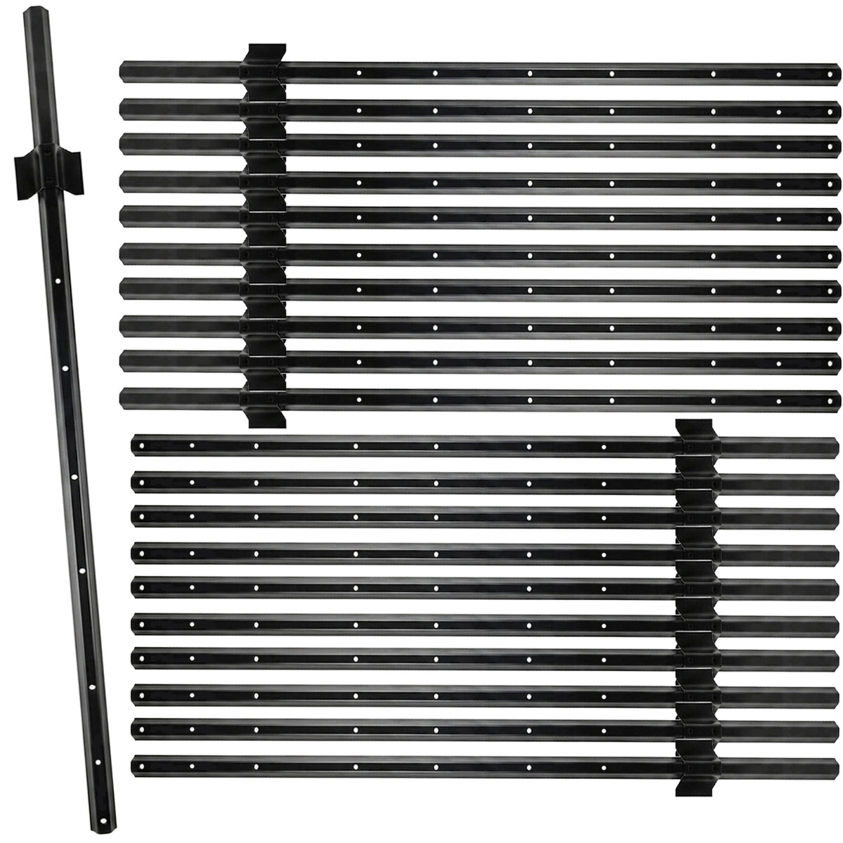 Woodside 20 Pack 4ft Metal Fence Posts | Heavy Duty Black Steel Fence Stakes with Hooks