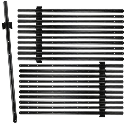 Woodside 20 Pack 4ft Metal Fence Posts | Heavy Duty Black Steel Fence Stakes with Hooks