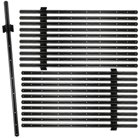 Woodside 20 Pack 4ft Metal Fence Posts | Heavy Duty Black Steel Fence Stakes with Hooks