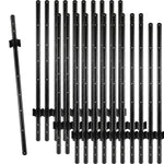 Woodside 30 Pack 4ft Metal Fence Posts | Heavy Duty Black Steel Fence Stakes with Hooks