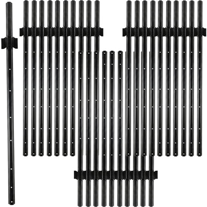 Woodside 30 Pack 4ft Metal Fence Posts | Heavy Duty Black Steel Fence Stakes with Hooks
