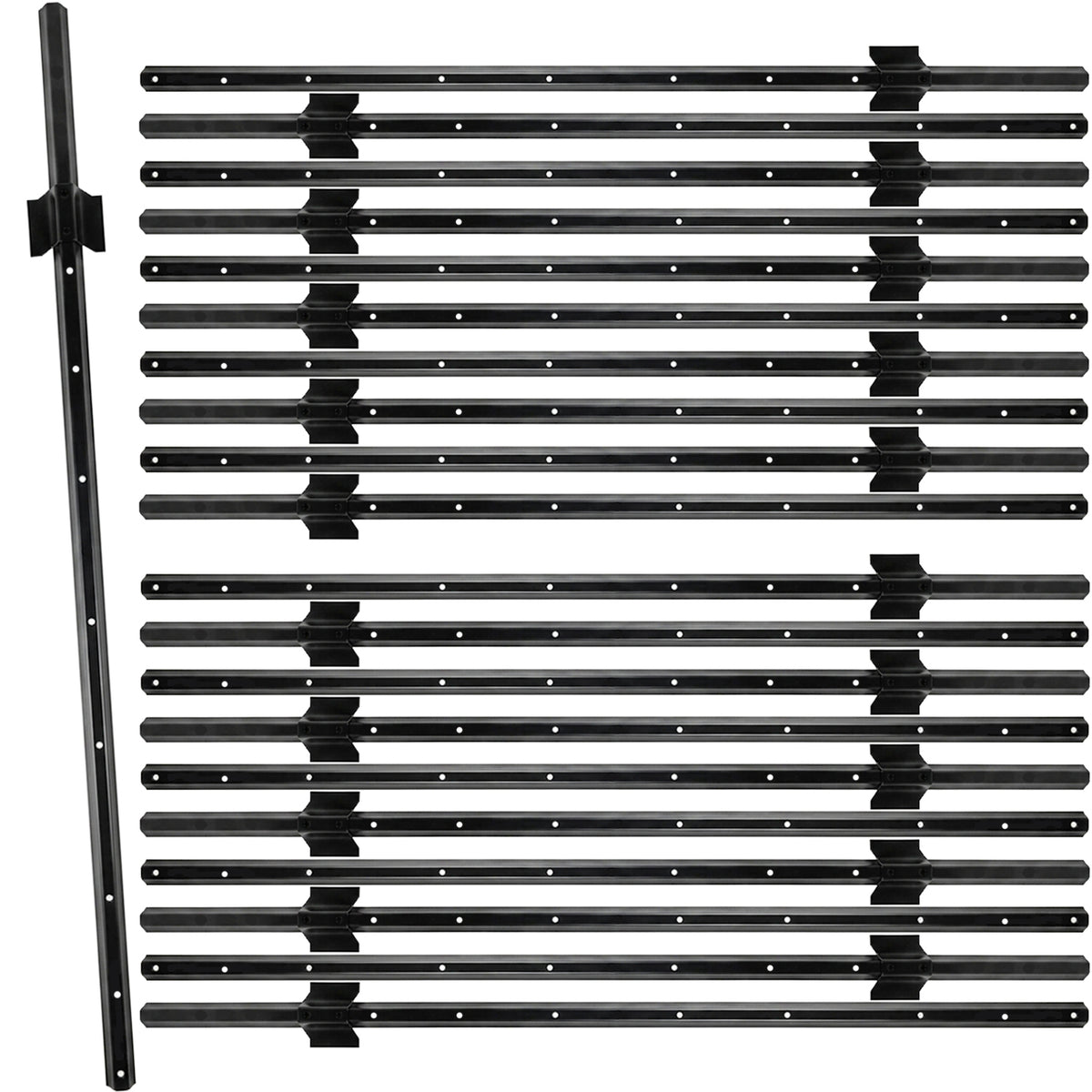Woodside 20 Pack 5ft Metal Fence Posts | Heavy Duty Black Steel Fence Stakes with Hooks