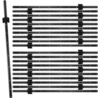 Woodside 20 Pack 5ft Metal Fence Posts | Heavy Duty Black Steel Fence Stakes with Hooks