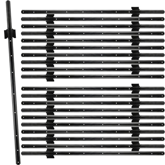 Woodside 20 Pack 5ft Metal Fence Posts | Heavy Duty Black Steel Fence Stakes with Hooks