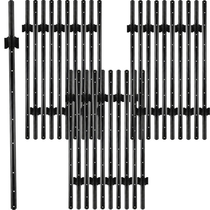 Woodside 30 Pack 5ft Metal Fence Posts | Heavy Duty Black Steel Fence Stakes with Hooks