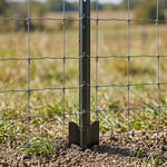 Woodside 10 Pack 5ft Metal Fence Posts | Heavy Duty Black Steel Fence Stakes with Hooks