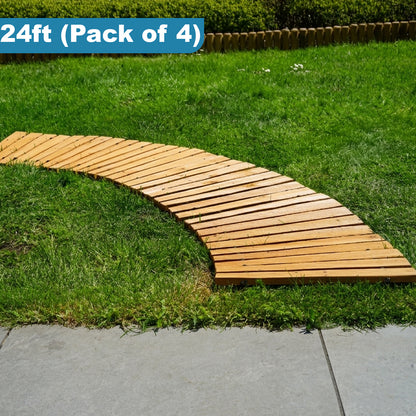 Woodside 6ft Curved Roll Out Garden Walkway – Flexible Fir Wood Pathway for Lawns & Borders 4 PACK