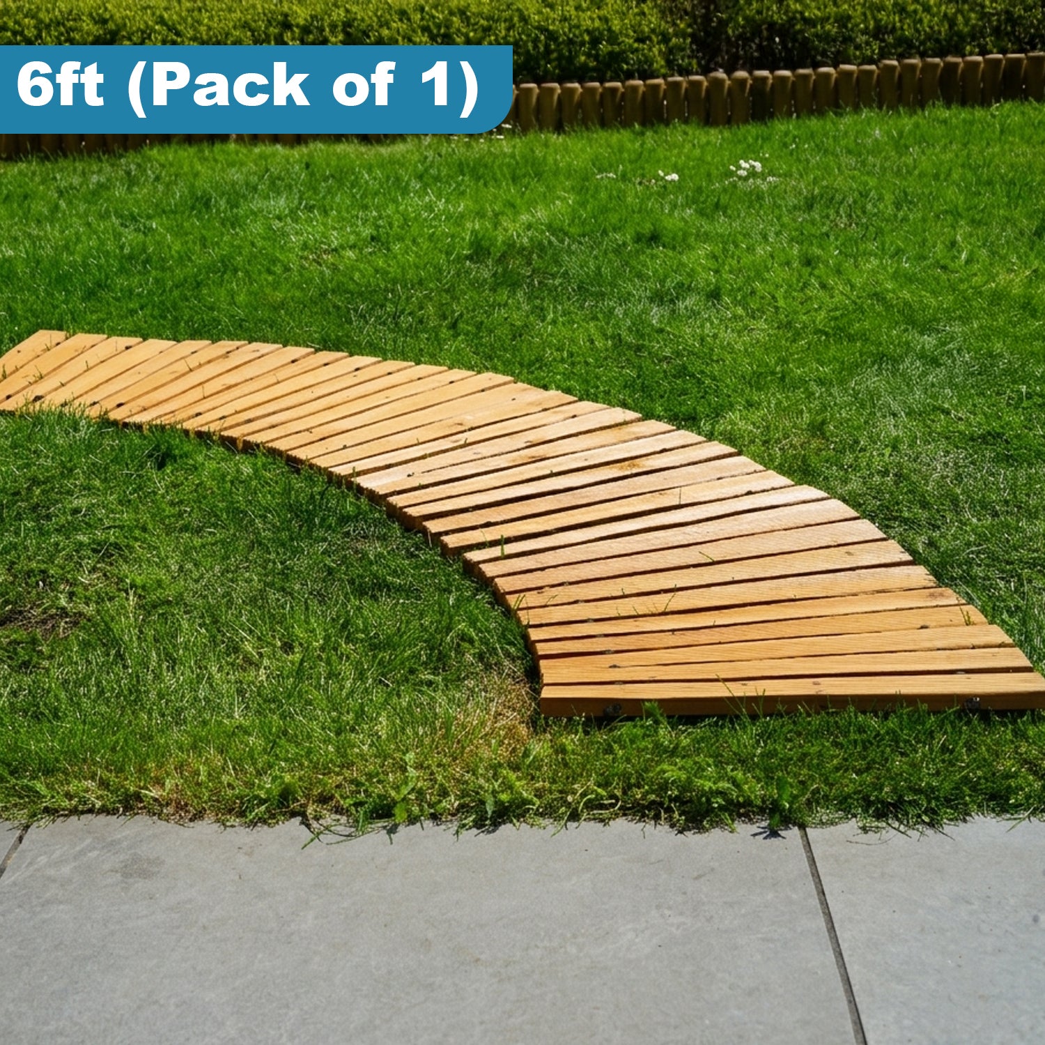 Woodside 6ft Curved Roll Out Garden Walkway – Flexible Fir Wood Pathway for Lawns & Borders