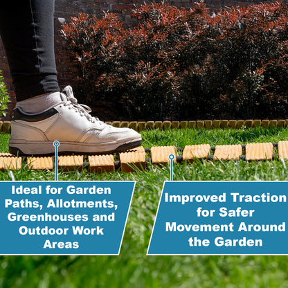 Woodside 6ft Curved Roll Out Garden Walkway – Flexible Fir Wood Pathway for Lawns & Borders 2 PACK