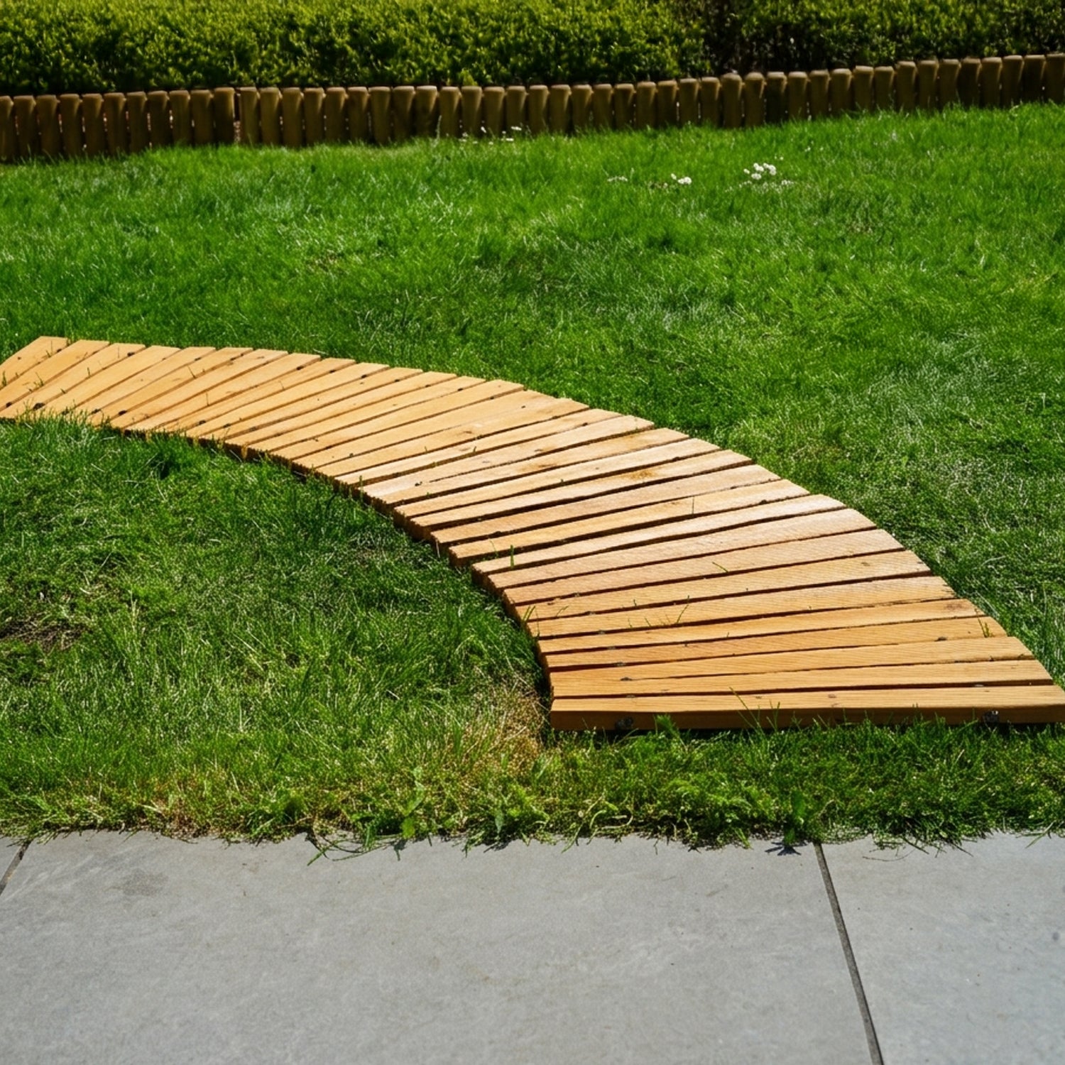 Woodside 6ft Curved Roll Out Garden Walkway – Flexible Fir Wood Pathway for Lawns & Borders 2 PACK