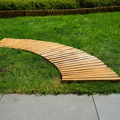 Woodside 6ft Curved Roll Out Garden Walkway – Flexible Fir Wood Pathway for Lawns & Borders 4 PACK
