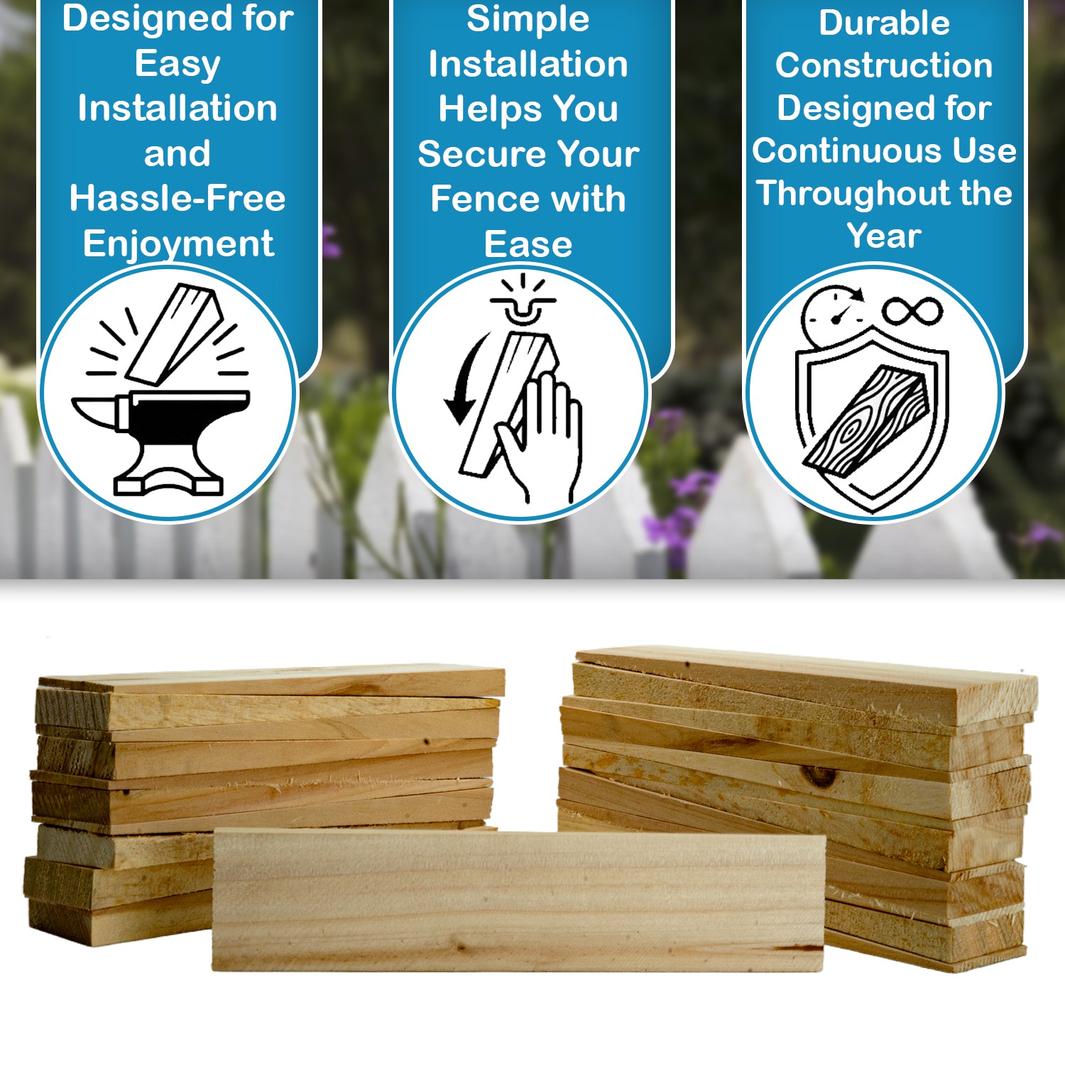 Woodside 25 Pack Wooden Shim Wedges | Timber Fence Panel Support & Anti-Rattle Wedges