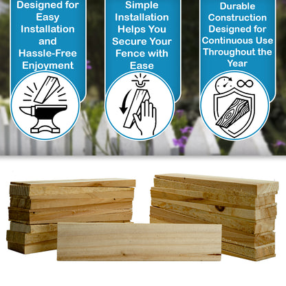 Woodside 25 Pack Wooden Shim Wedges | Timber Fence Panel Support & Anti-Rattle Wedges