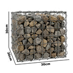 Woodside Gabion Basket Pack of 4 Heavy Duty Garden Mesh Wire Cages 30 x 30 x 30cm Galvanised Steel