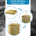 Woodside 4 Pack Wooden Fence Post Caps for 3 Inch Fence Posts | Spruce Wood Post Toppers