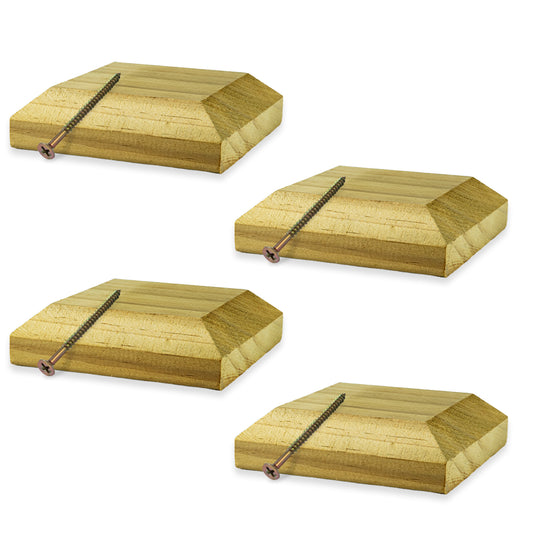Woodside 4 Pack Wooden Fence Post Caps for 3 Inch Fence Posts | Spruce Wood Post Toppers