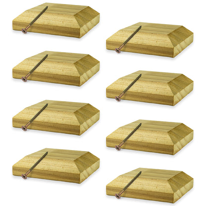 Woodside 8 Pack Wooden Fence Post Caps for 3 Inch Fence Posts | Spruce Wood Post Toppers