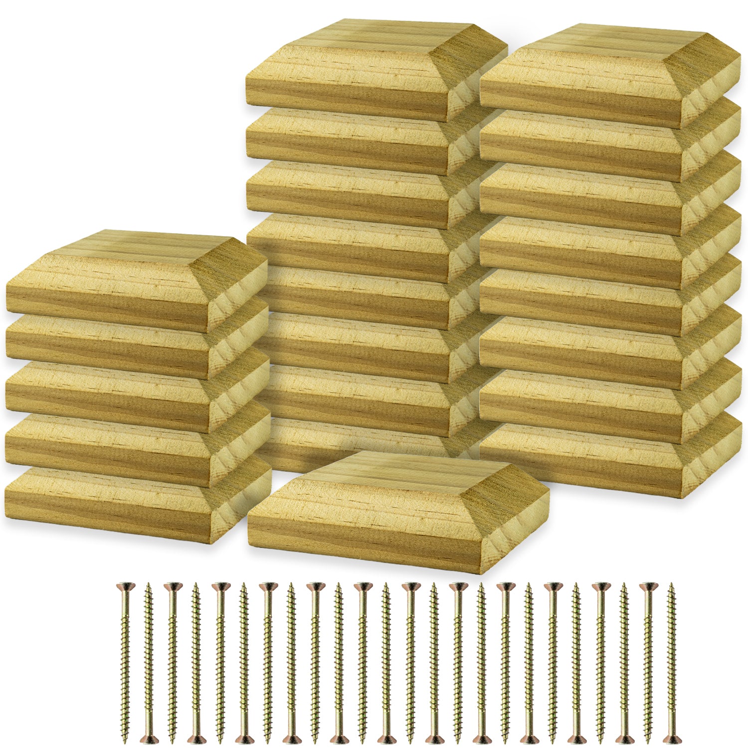 Woodside 24 Pack Wooden Fence Post Caps for 4 Inch Fence Posts | Spruce Wood Post Toppers