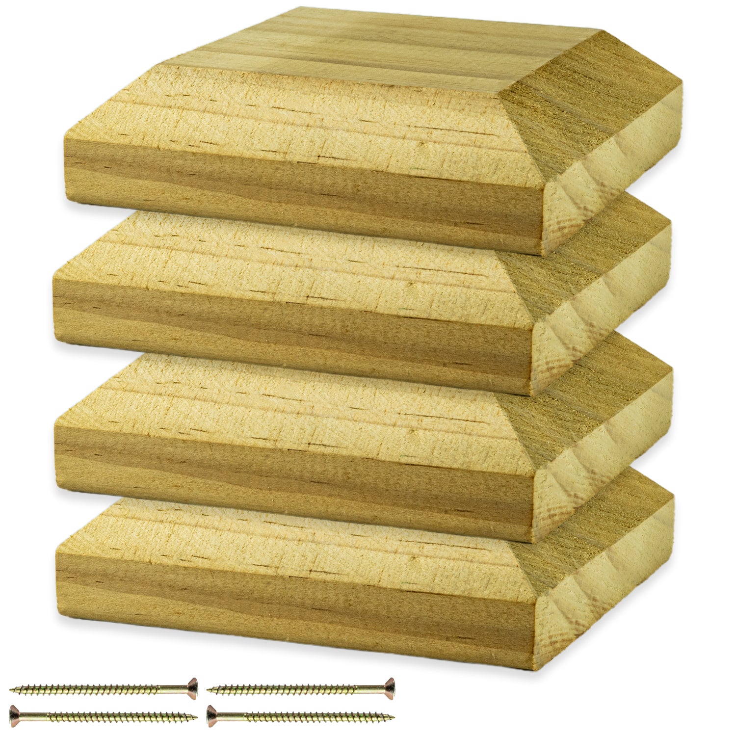 Woodside 4 Pack Wooden Fence Post Caps for 4 Inch Fence Posts | Spruce Wood Post Toppers