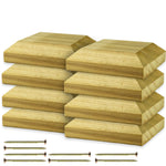 Woodside 8 Pack Wooden Fence Post Caps for 4 Inch Fence Posts | Spruce Wood Post Toppers