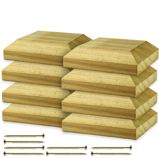 Woodside 8 Pack Wooden Fence Post Caps for 4 Inch Fence Posts | Spruce Wood Post Toppers