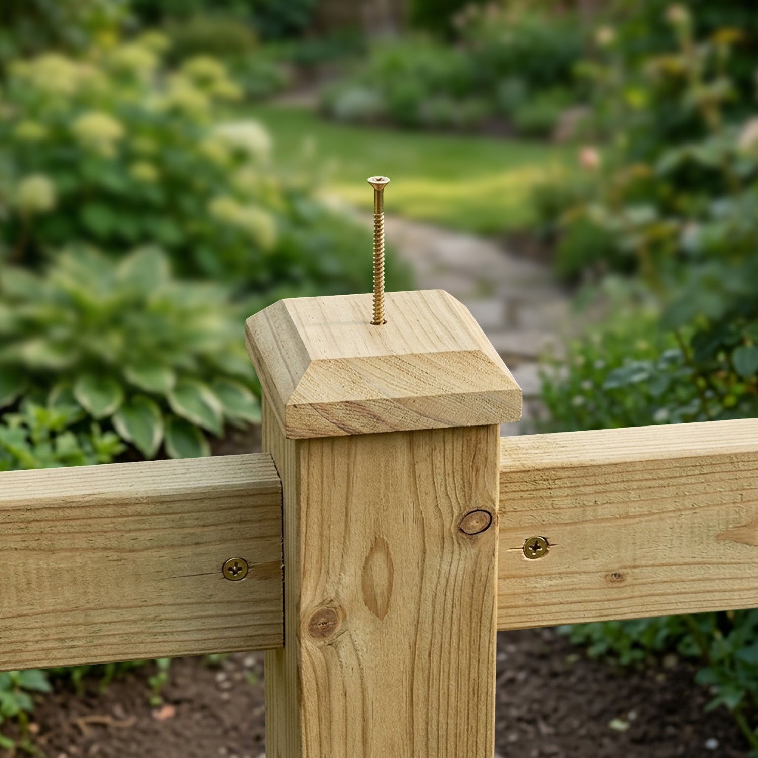 Woodside 4 Pack Wooden Fence Post Caps for 4 Inch Fence Posts | Spruce Wood Post Toppers