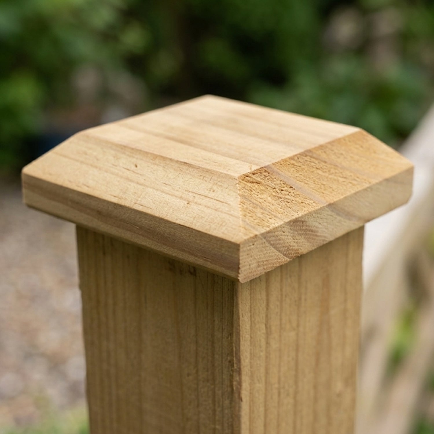 Woodside 4 Pack Wooden Fence Post Caps for 4 Inch Fence Posts | Spruce Wood Post Toppers