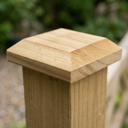 Woodside 4 Pack Wooden Fence Post Caps for 4 Inch Fence Posts | Spruce Wood Post Toppers