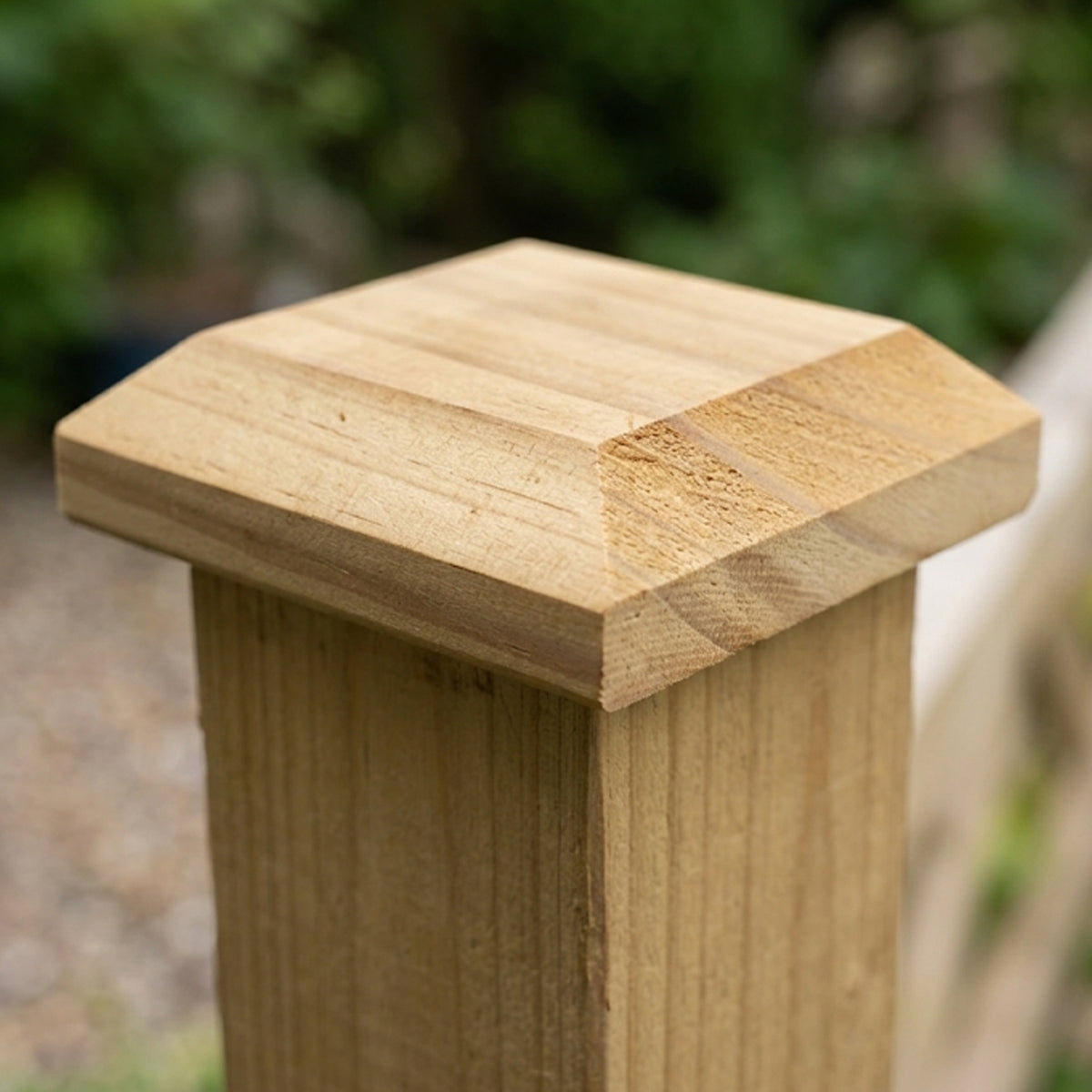 Woodside 8 Pack Wooden Fence Post Caps for 4 Inch Fence Posts | Spruce Wood Post Toppers