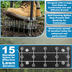 Woodside Heavy Duty Lawn Aerator with 15 Iron Spikes | Adjustable Manual Garden Lawn Spike Aerator