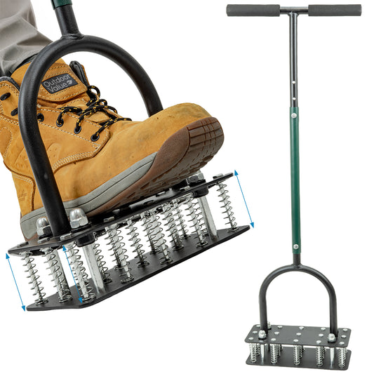 Woodside Heavy Duty Lawn Aerator with 15 Iron Spikes | Adjustable Manual Garden Lawn Spike Aerator