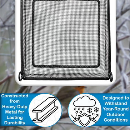Woodside 2 Pack Square Hanging Bird Feeding Trays | Heavy Duty Mesh Wild Bird Feeders with Quad Chains