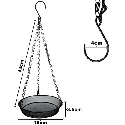 Woodside 2 Pack Round Hanging Bird Feeding Trays | Heavy Duty Mesh Wild Bird Feeders with Triple Chains