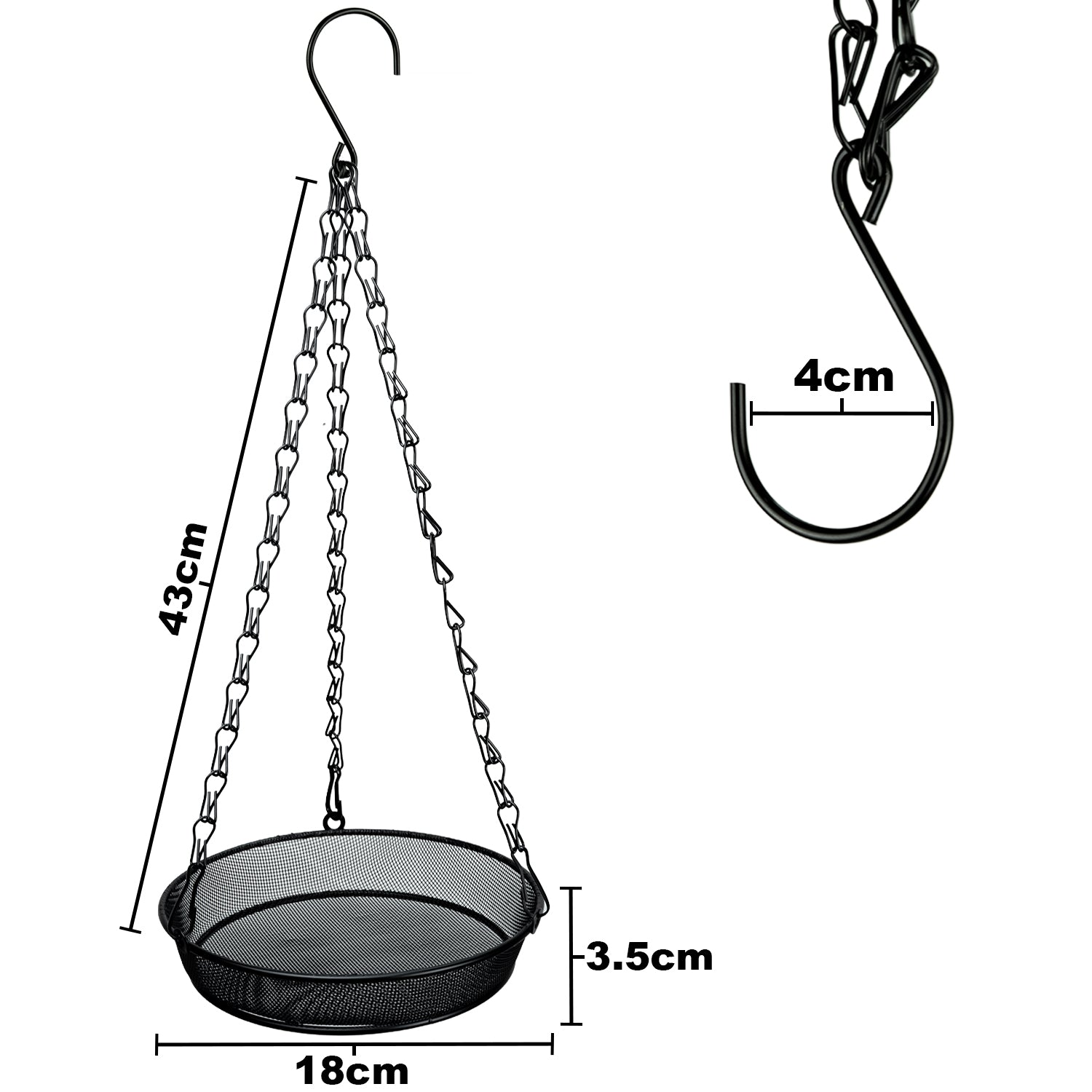 Woodside 4 Pack Round Hanging Bird Feeding Trays | Heavy Duty Mesh Wild Bird Feeders with Triple Chains