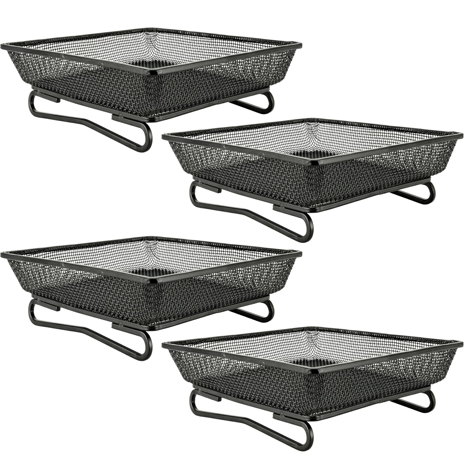 Woodside Square Floor Standing Bird Feeding Trays 4 Pack | Metal Mesh Garden Bird Feeders