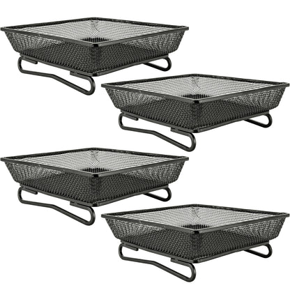 Woodside Square Floor Standing Bird Feeding Trays 4 Pack | Metal Mesh Garden Bird Feeders