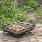 Woodside Square Floor Standing Bird Feeding Trays 2 Pack | Metal Mesh Garden Bird Feeders
