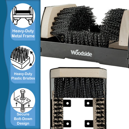 Woodside Heavy Duty Floor Standing Boot Cleaning Brush | Steel Outdoor Boot & Shoe Scraper with Fixings