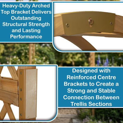 Woodside Yarmouth Wooden Garden Arch with Ground Spikes | Fir Wood Trellis Garden Archway
