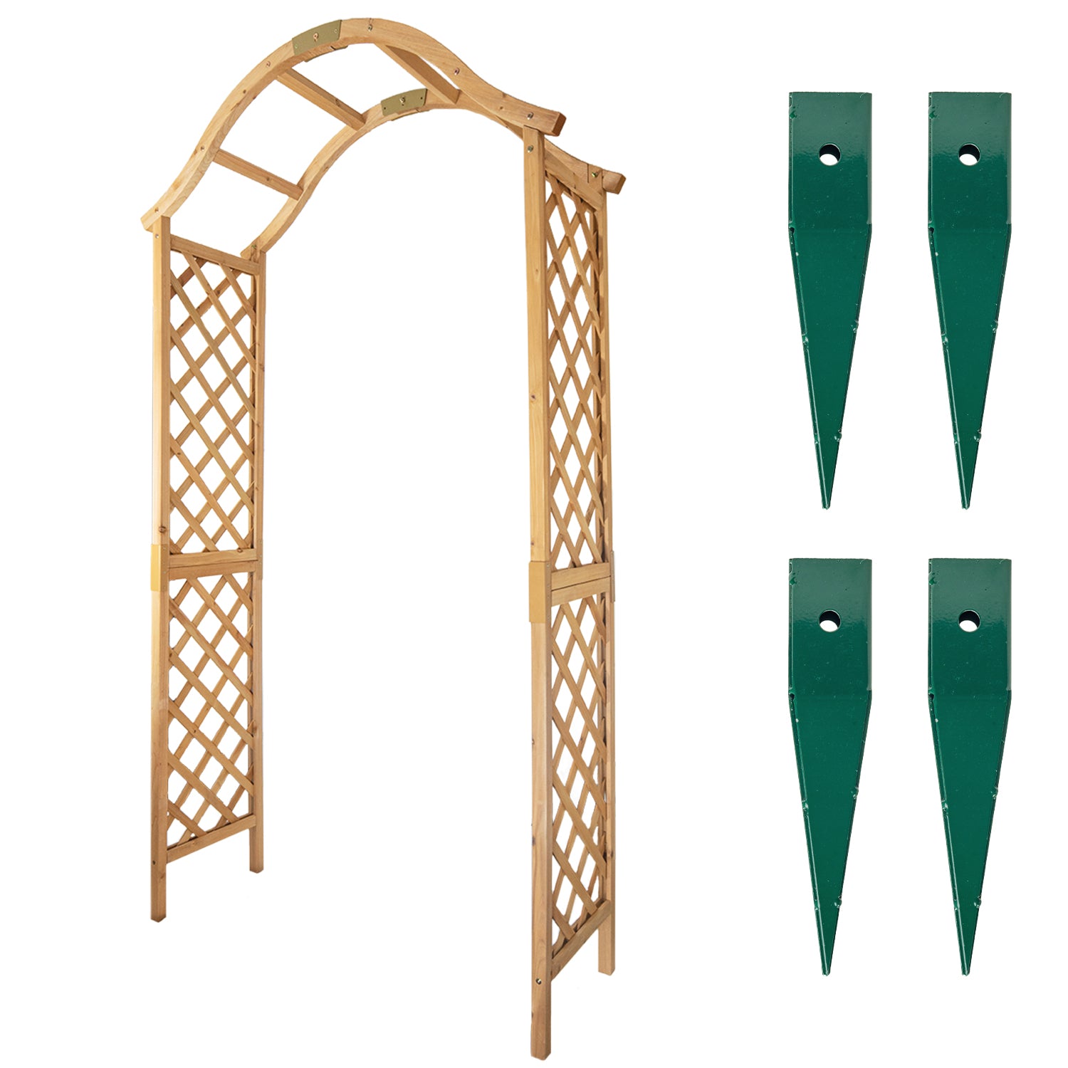 Woodside Yarmouth Wooden Garden Arch with Ground Spikes | Fir Wood Trellis Garden Archway