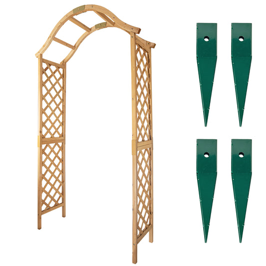 Woodside Yarmouth Wooden Garden Arch with Ground Spikes | Fir Wood Trellis Garden Archway