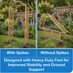 Woodside Yarmouth Wooden Garden Arch with Ground Spikes | Fir Wood Trellis Garden Archway